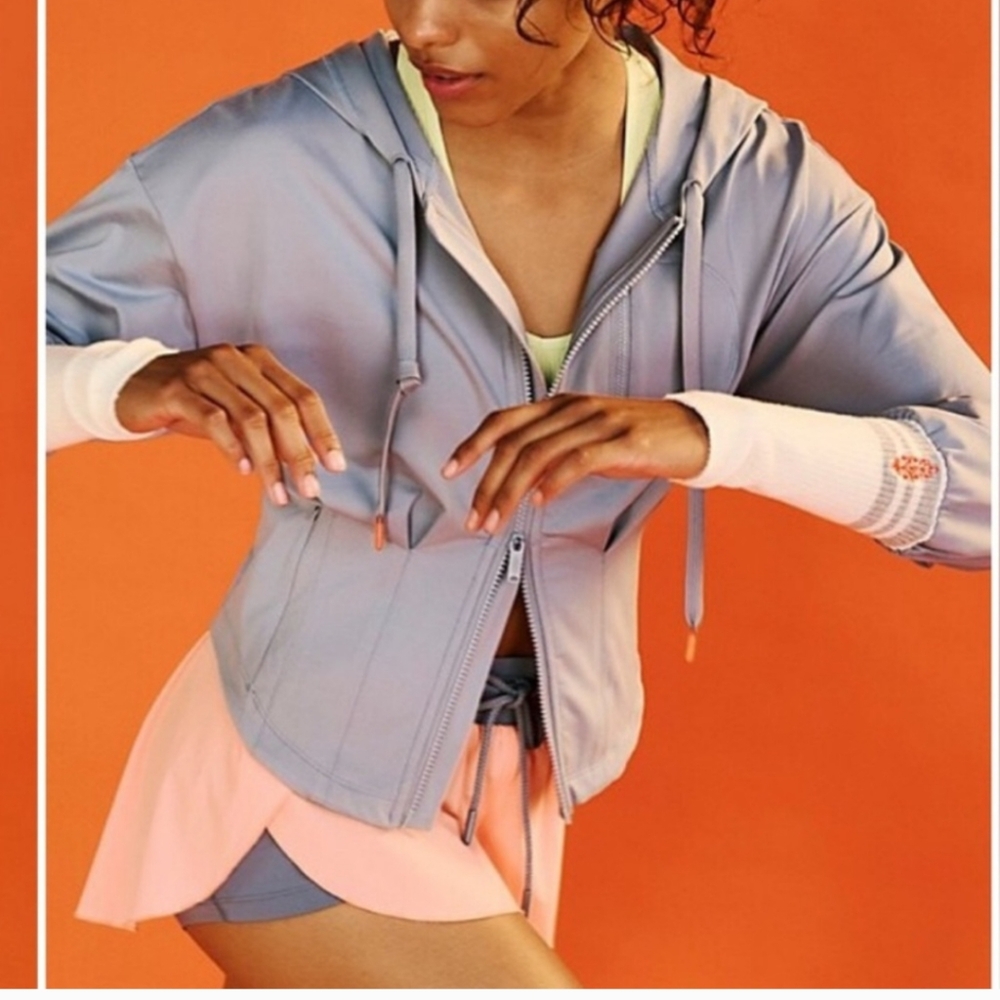 NEW Free People Movement SOCK IT TO ME Layer Corset Hoodie Top in Blue Xs L $148